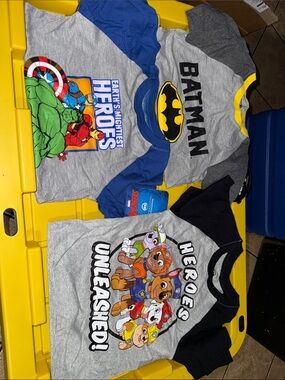 bundle Kids' Batman & Superhero paw patrol Short Sleeve Tops - Gray/Blue